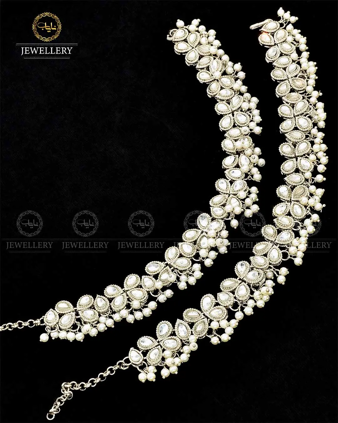 Kundan Anklets (Pazaib) Pair NJ - 1685-S - Image 3