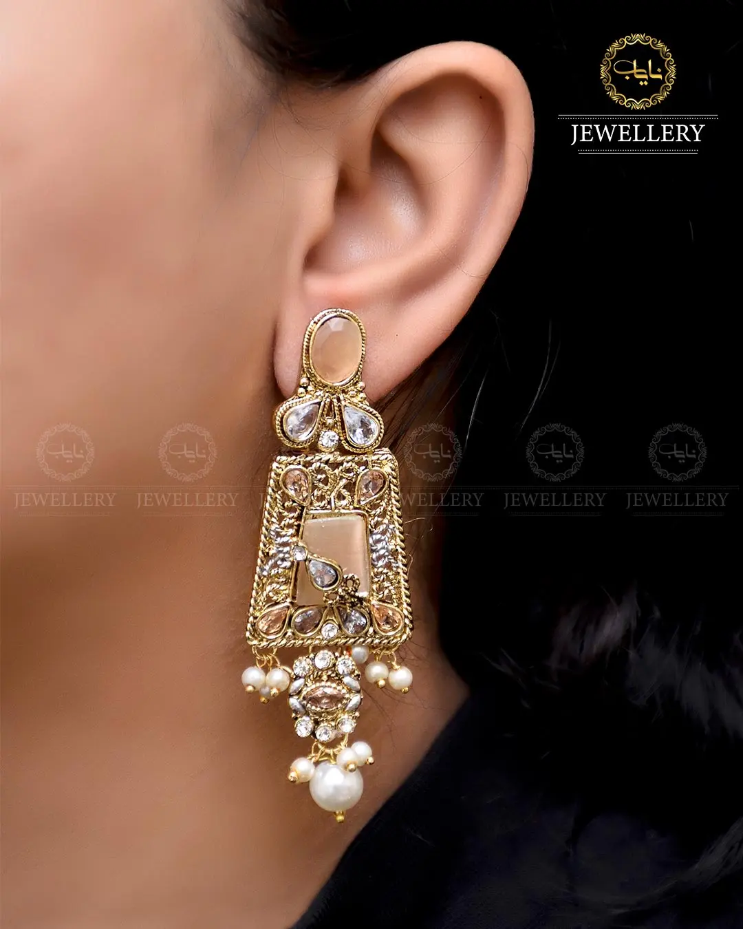 Egyptian Earrings NJ-1756-Golden - Image 3