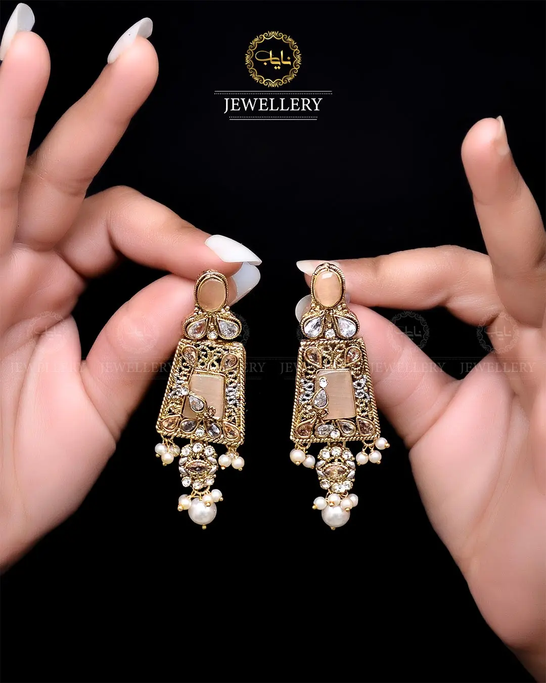 Egyptian Earrings NJ-1756-Golden - Image 5