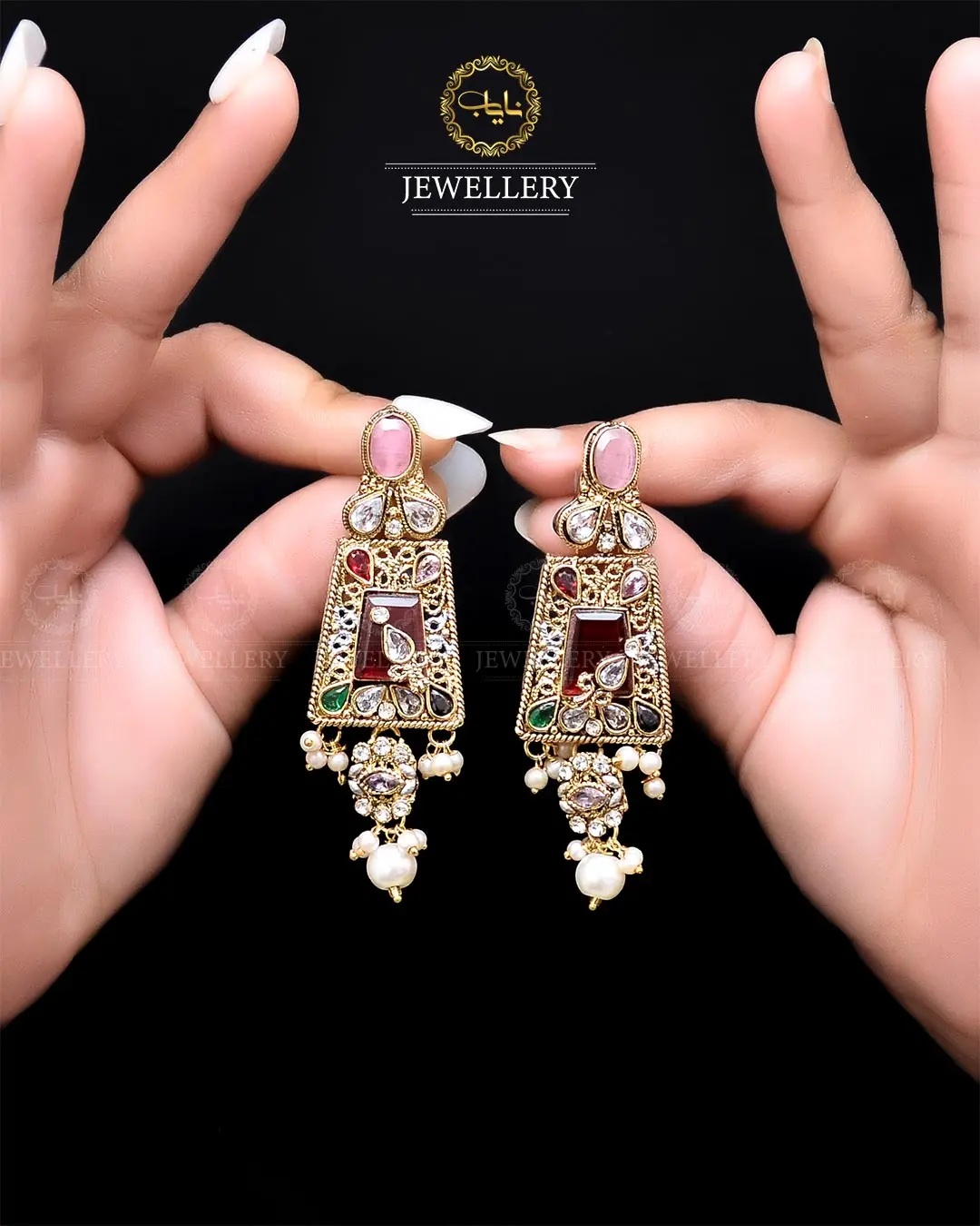 Egyptian Earrings NJ-1756-Golden - Image 6