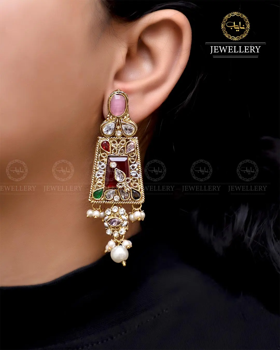 Egyptian Earrings NJ-1756-Golden - Image 7