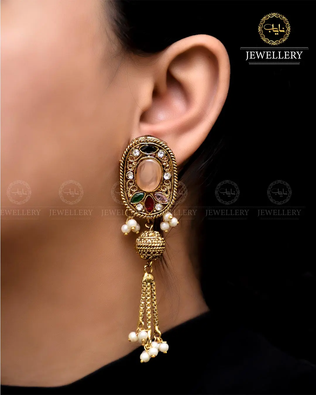 Egyptian Jhumki   NJ-1757-G - Image 10