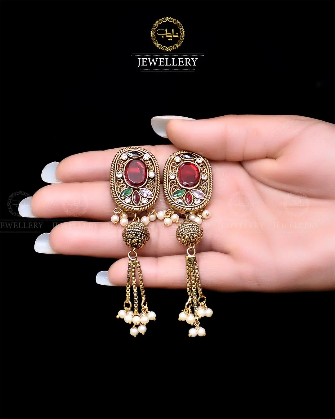 Egyptian Jhumki   NJ-1757-G - Image 3