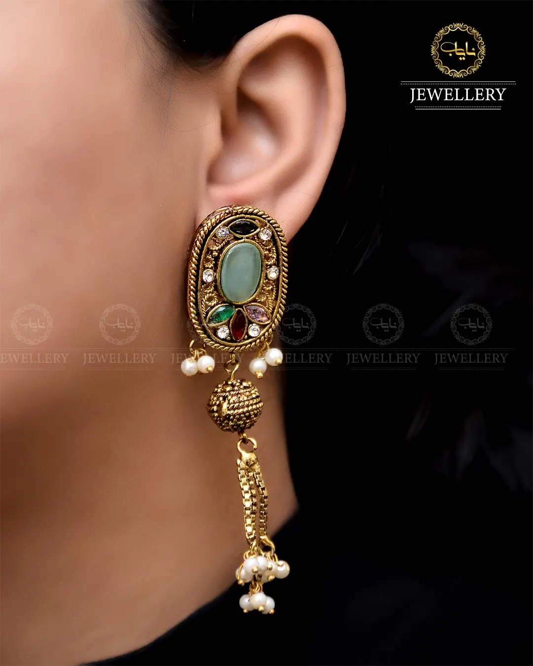 Egyptian Jhumki   NJ-1757-G - Image 5