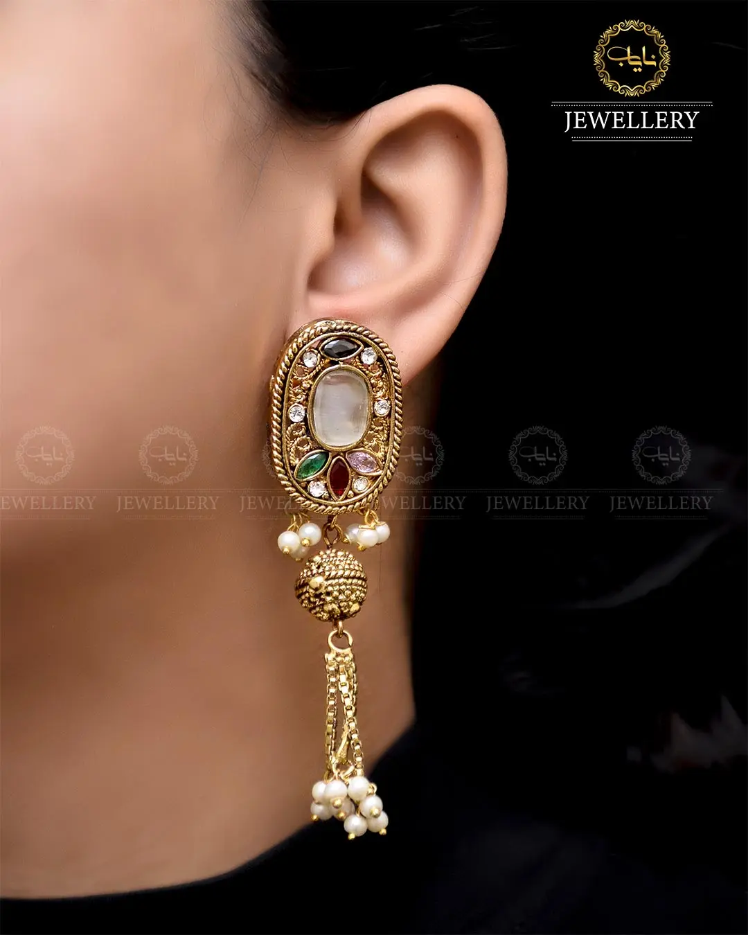 Egyptian Jhumki   NJ-1757-G - Image 7