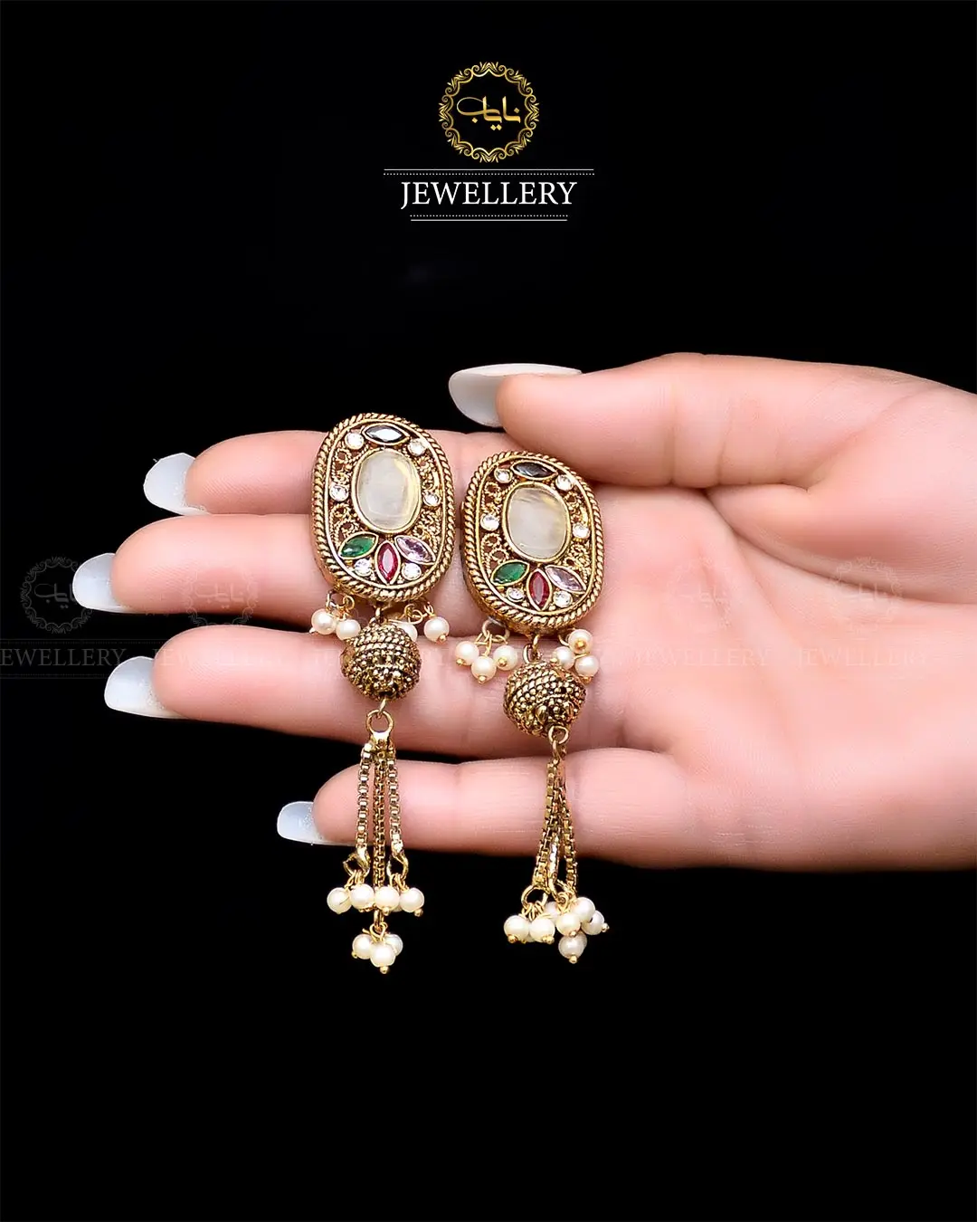 Egyptian Jhumki   NJ-1757-G - Image 8