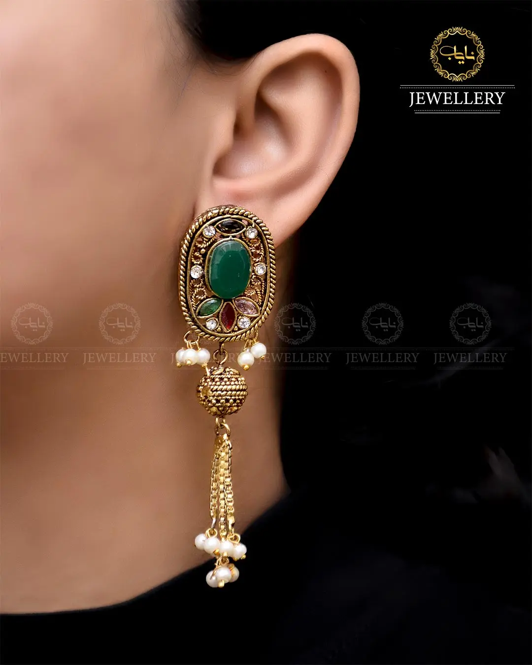 Egyptian Jhumki   NJ-1757-G - Image 9