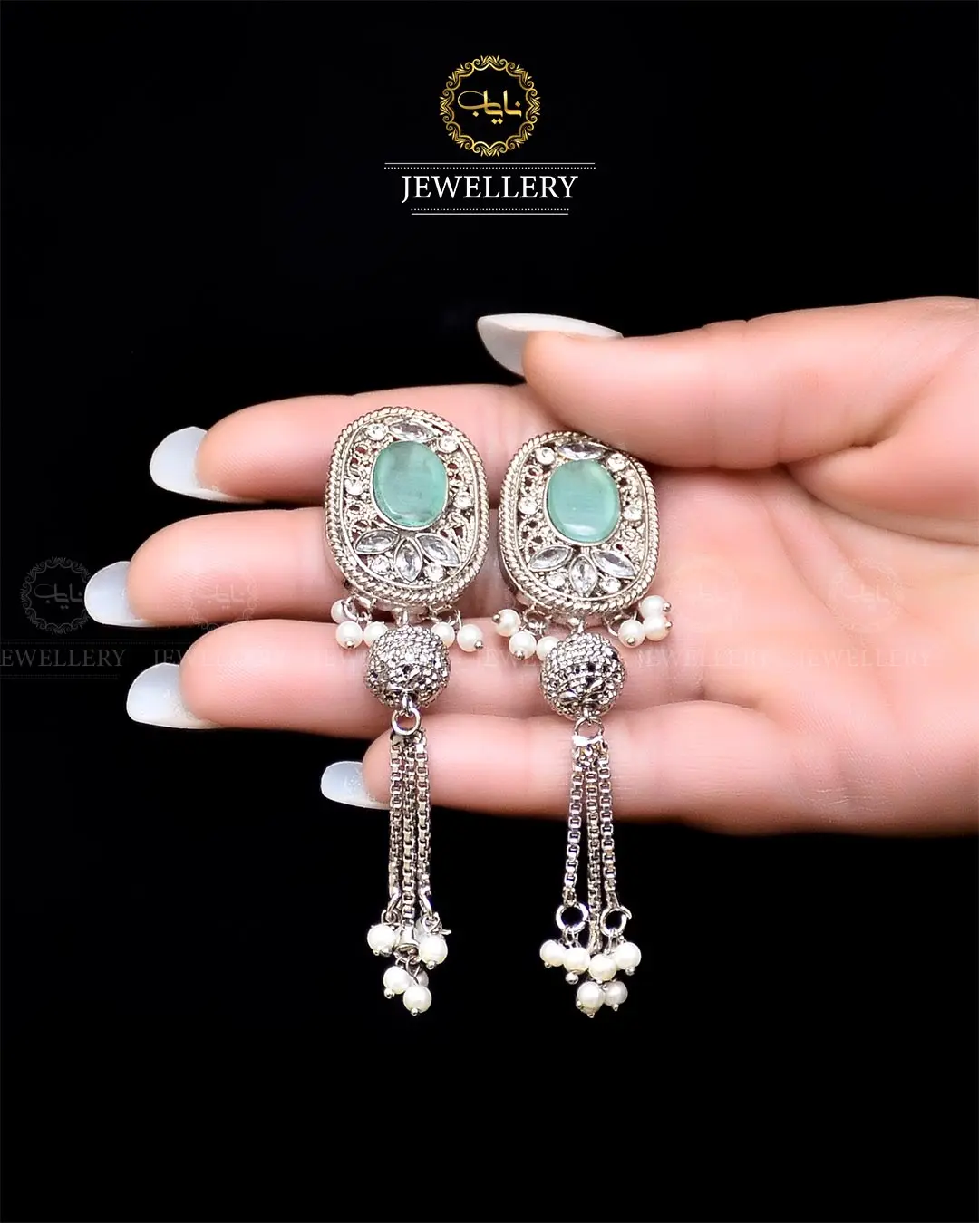 Egyptian Jhumki   NJ-1757-Silver - Image 4