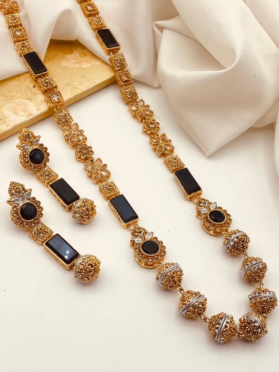 Trendy Bridal Egyptian Mala with Earring NJ-1166 - Image 10