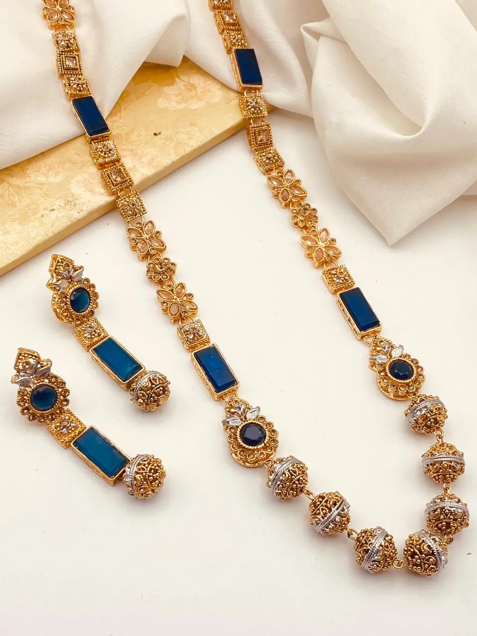 Trendy Bridal Egyptian Mala with Earring NJ-1166 - Image 4