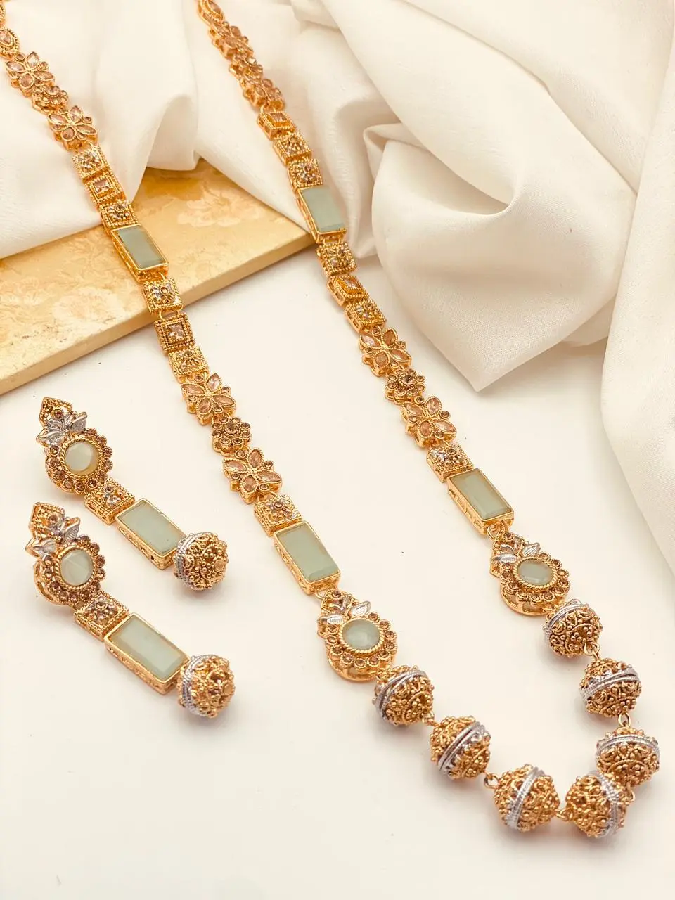 Trendy Bridal Egyptian Mala with Earring NJ-1166 - Image 6