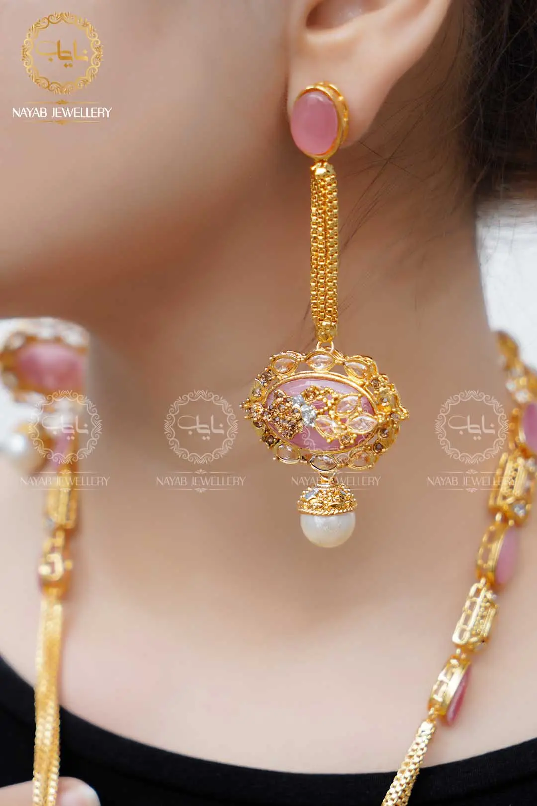 Royal Egyptian Mala Set with Long Earring  NJ-1177 - Image 10
