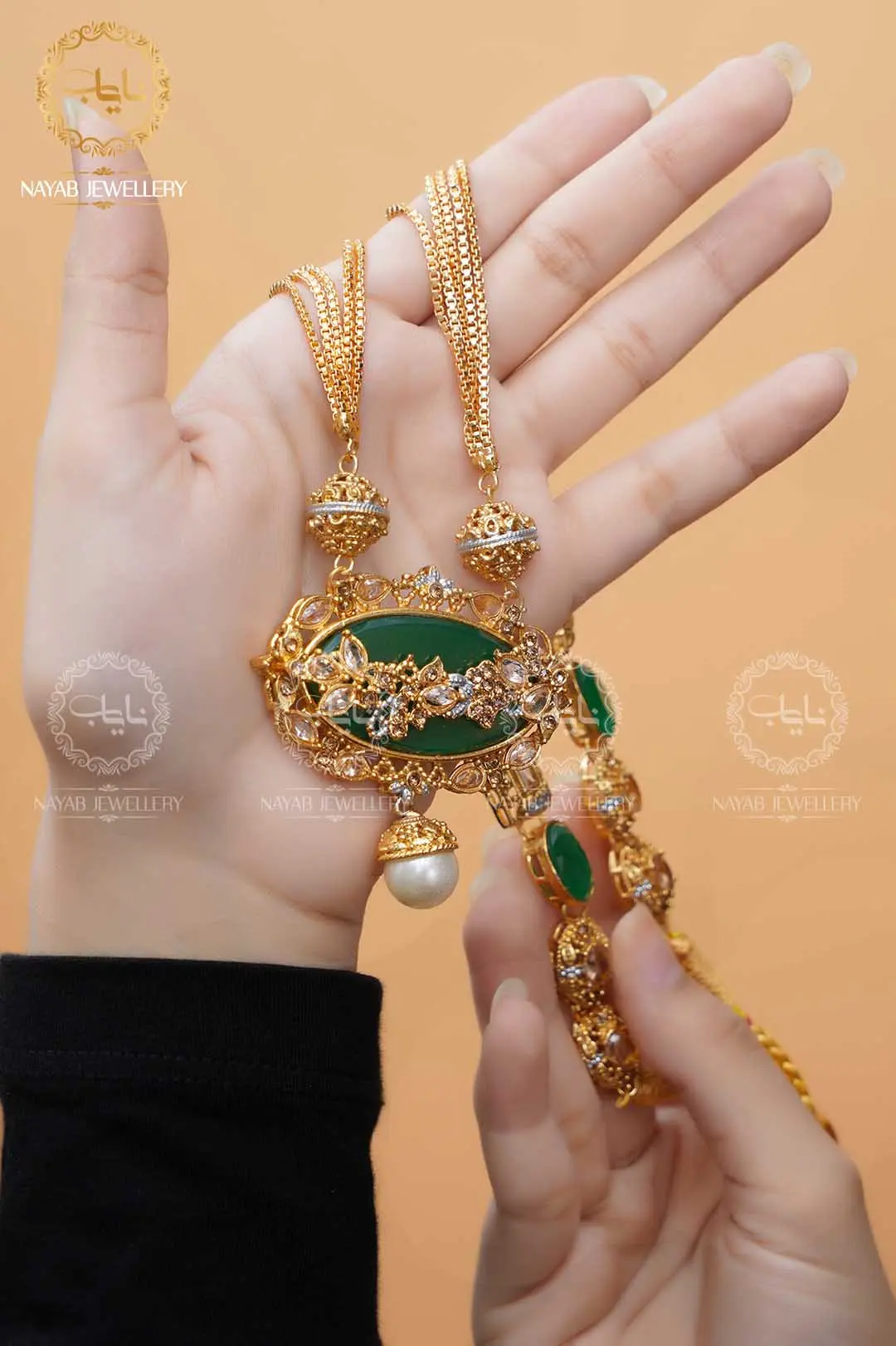 Royal Egyptian Mala Set with Long Earring  NJ-1177 - Image 13