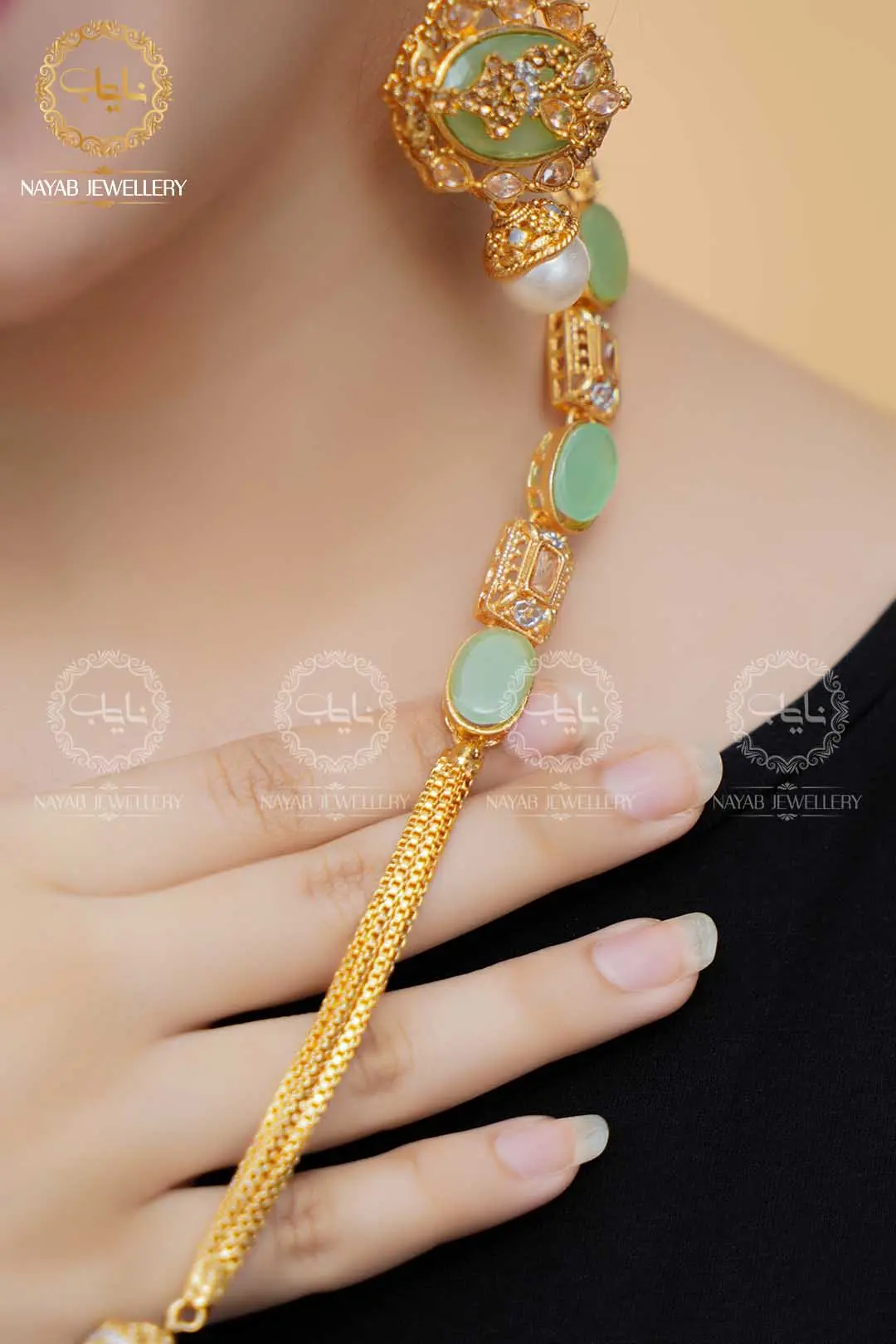 Royal Egyptian Mala Set with Long Earring  NJ-1177 - Image 16
