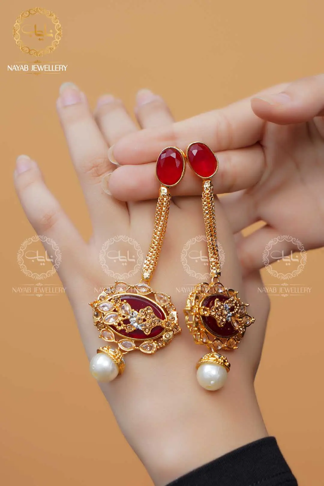 Royal Egyptian Mala Set with Long Earring  NJ-1177 - Image 17