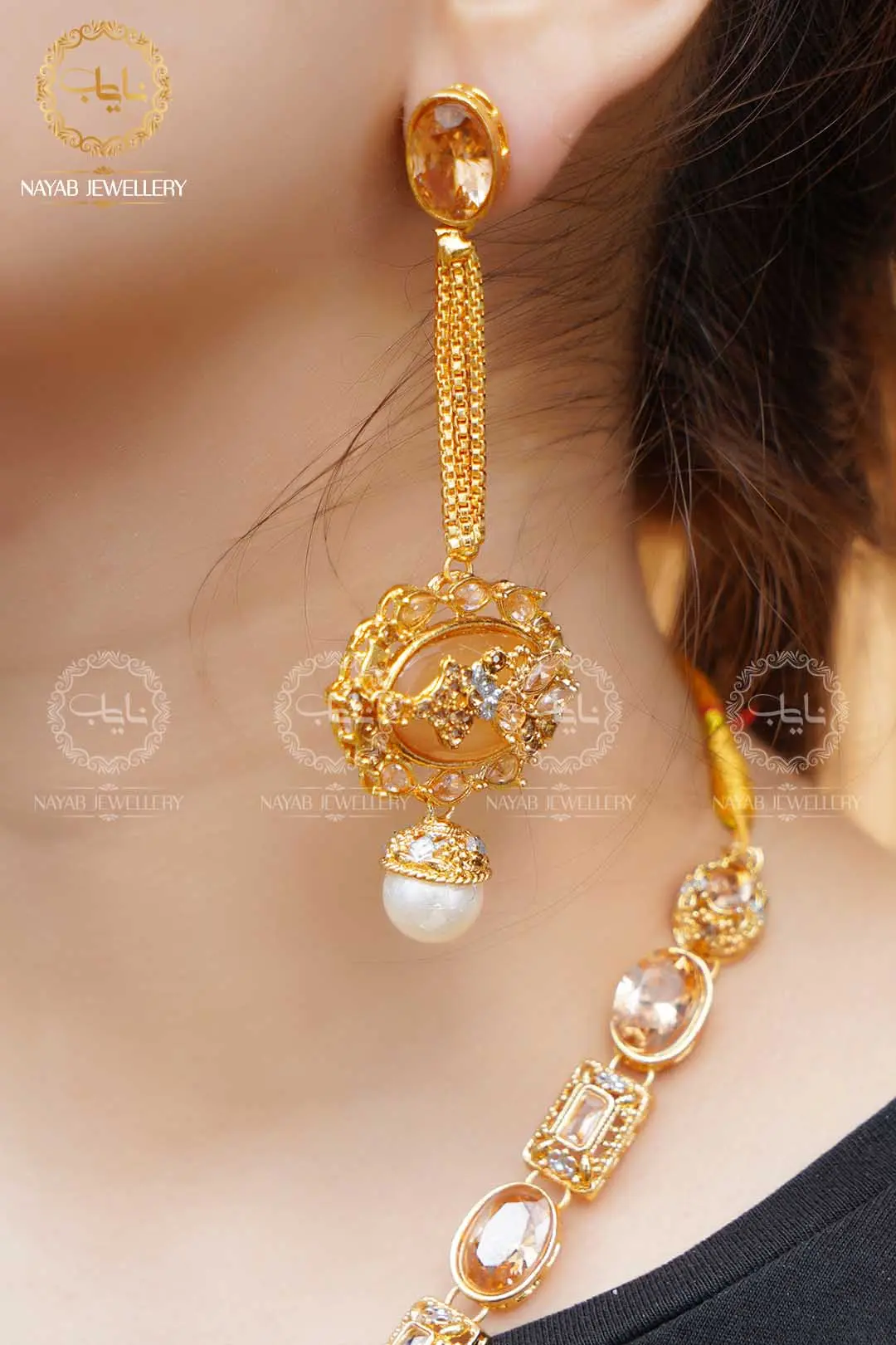 Royal Egyptian Mala Set with Long Earring  NJ-1177 - Image 18
