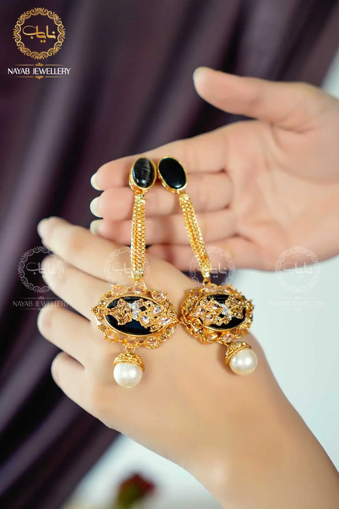 Royal Egyptian Mala Set with Long Earring  NJ-1177 - Image 19