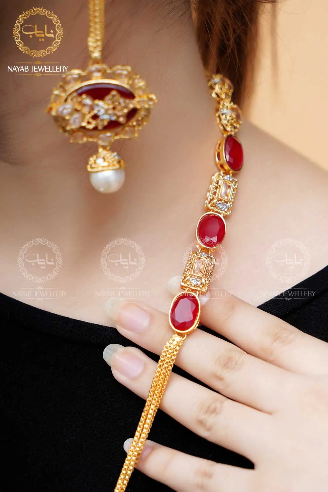 Royal Egyptian Mala Set with Long Earring  NJ-1177 - Image 20