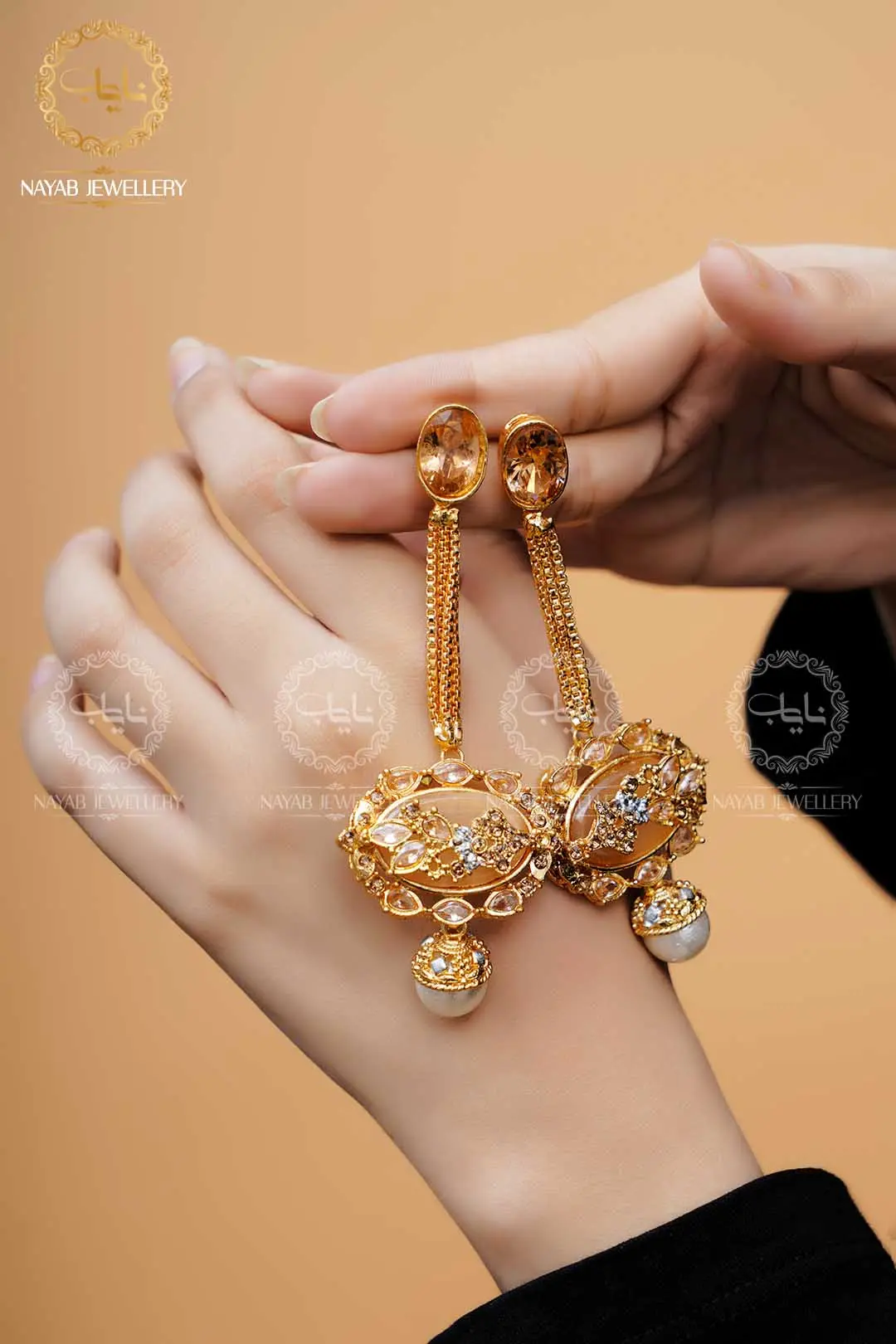 Royal Egyptian Mala Set with Long Earring  NJ-1177 - Image 21