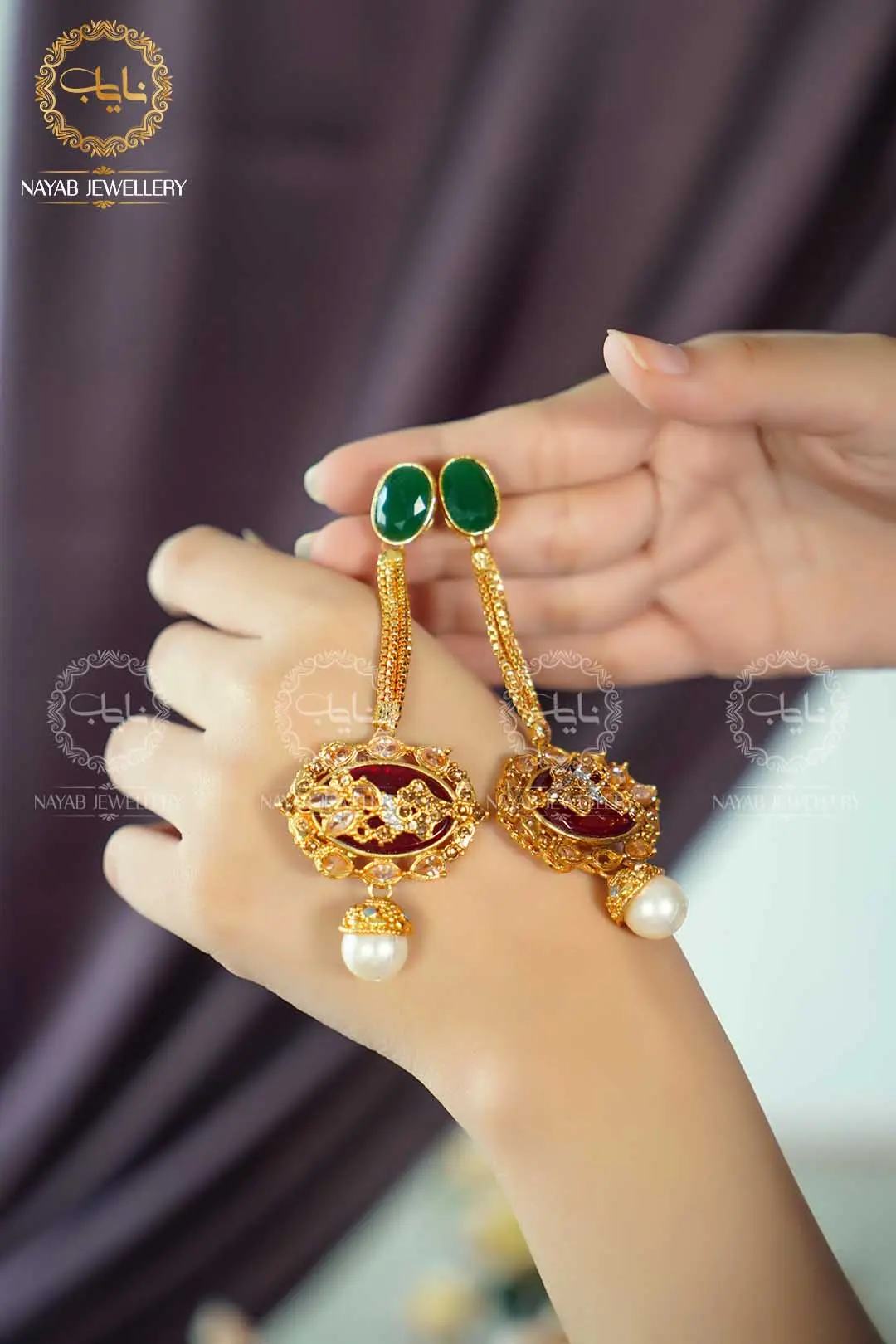 Royal Egyptian Mala Set with Long Earring  NJ-1177 - Image 22
