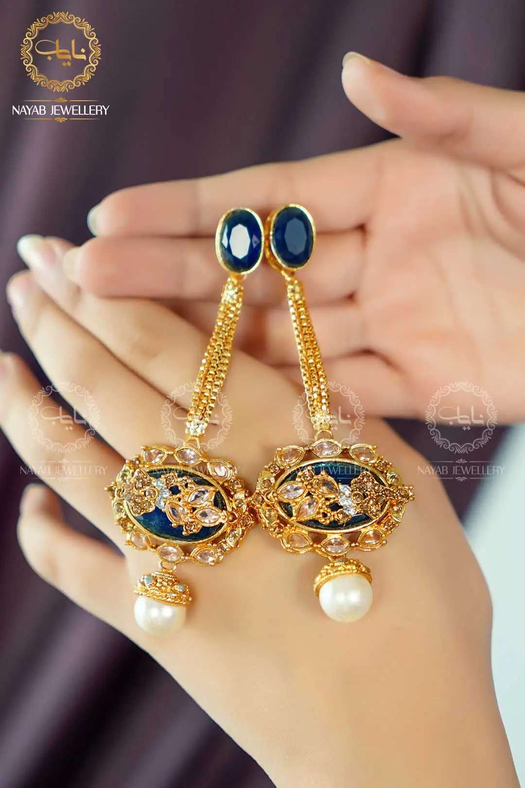 Royal Egyptian Mala Set with Long Earring  NJ-1177 - Image 23