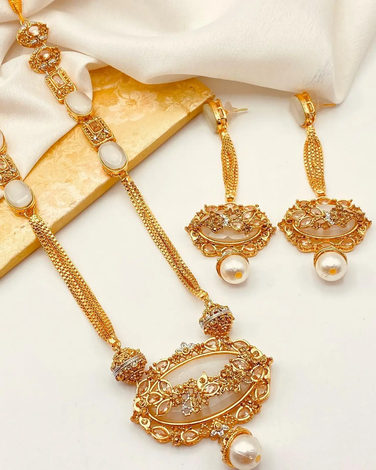 Royal Egyptian Mala Set with Long Earring  NJ-1177 - Image 3