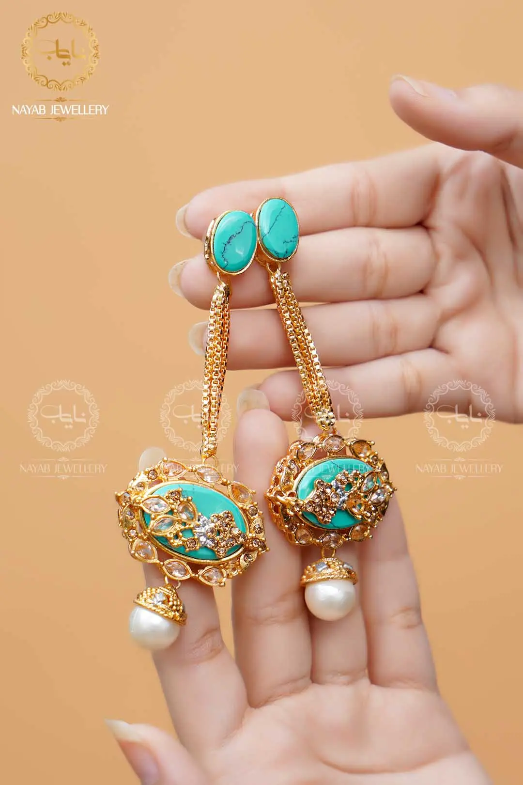 Royal Egyptian Mala Set with Long Earring  NJ-1177 - Image 6