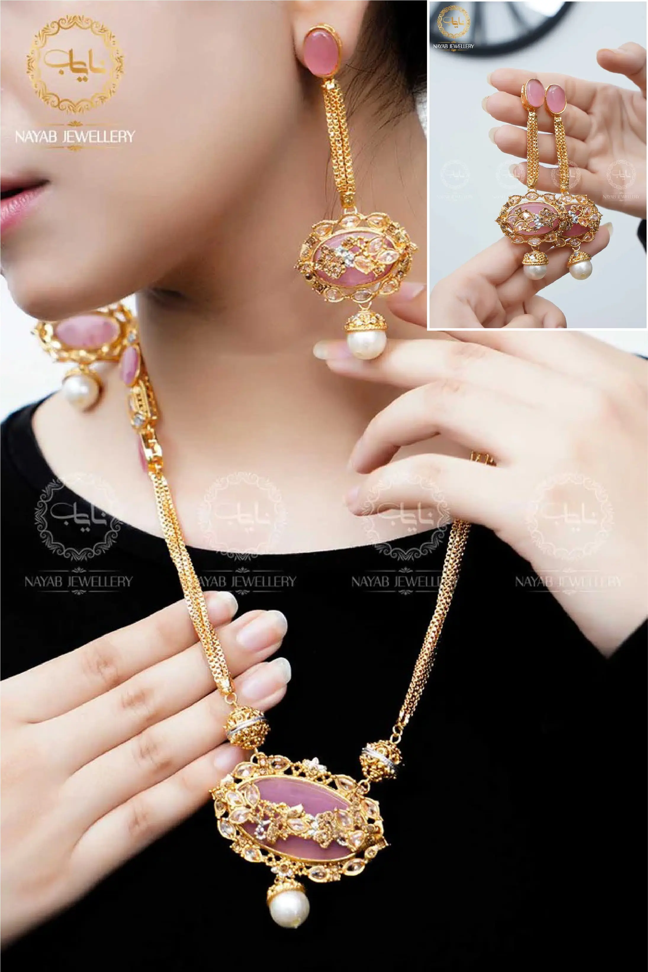 Royal Egyptian Mala Set with Long Earring  NJ-1177 - Image 8