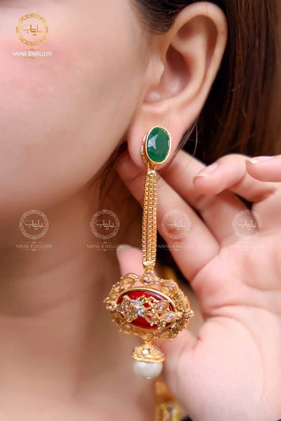 Royal Egyptian Mala Set with Long Earring  NJ-1177 - Image 9