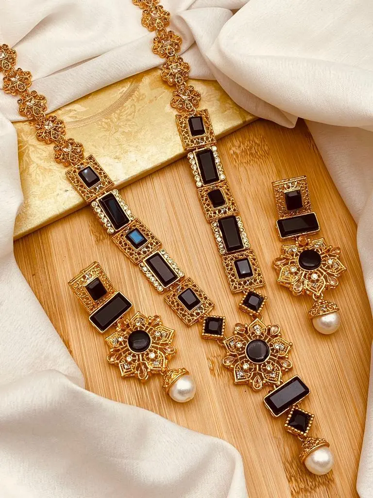 Gold Star Fancy Mala Set with Earring NJ-1557 - Image 10
