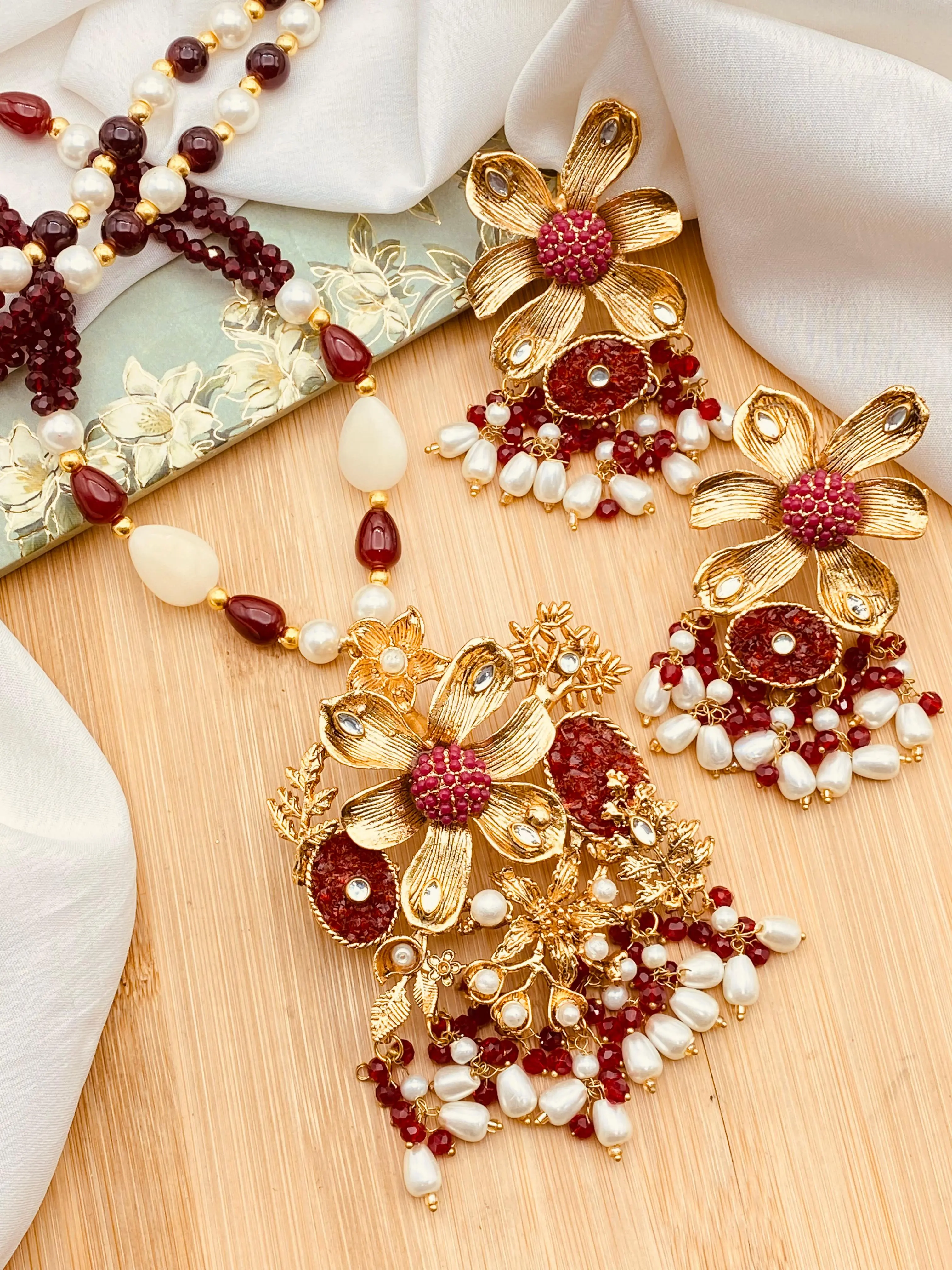 Hanmade Flower Crush Mala set-2067 - Image 3