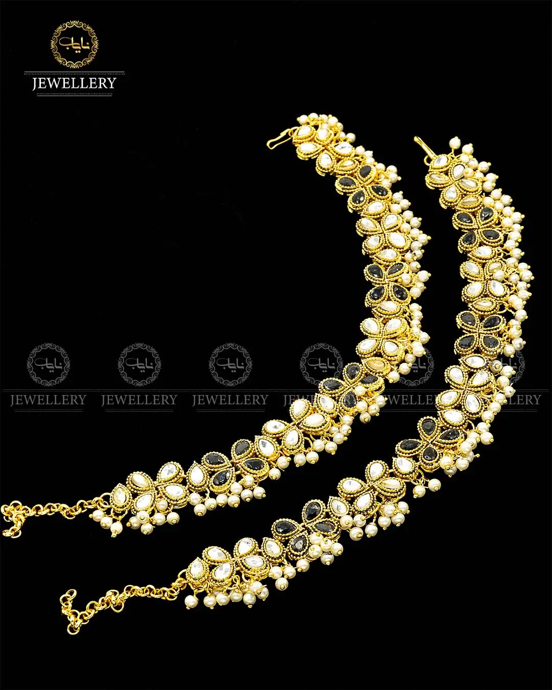 Kundan Anklets (Pazaib) Pair NJ - 1685 - Image 3