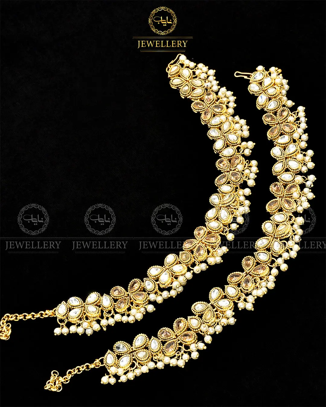 Kundan Anklets (Pazaib) Pair NJ - 1685 - Image 7