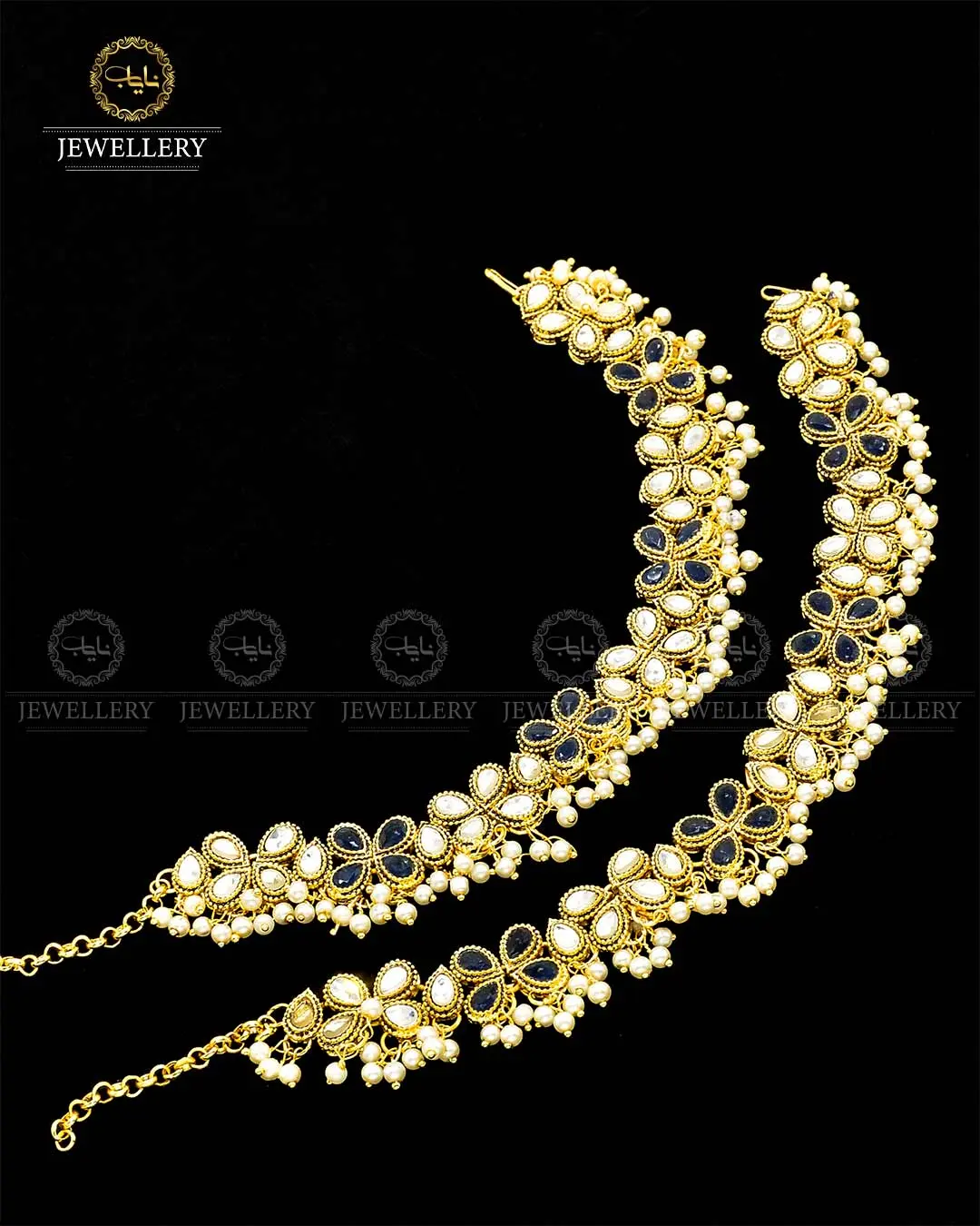 Kundan Anklets (Pazaib) Pair NJ - 1685 - Image 8
