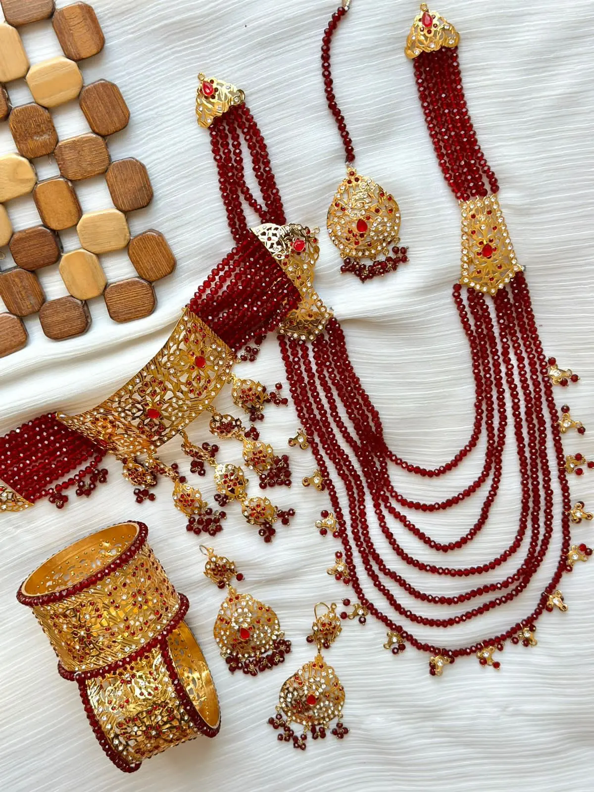 Light Weight Hyedrabadi  Bridal set with Bangles NJ-1660 - Image 5