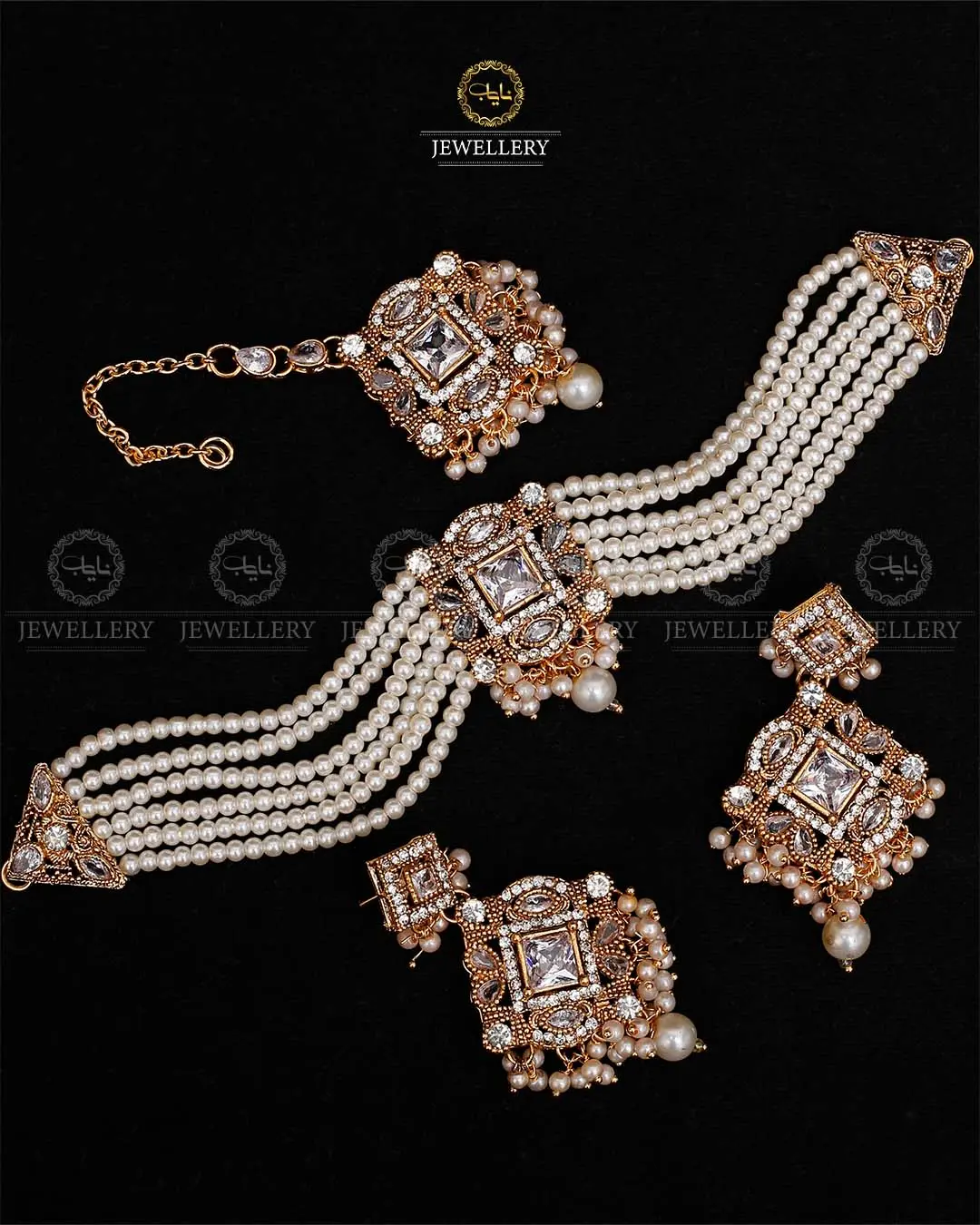 Royal Turkish Chokar set with tika-2112-Golden - Image 5