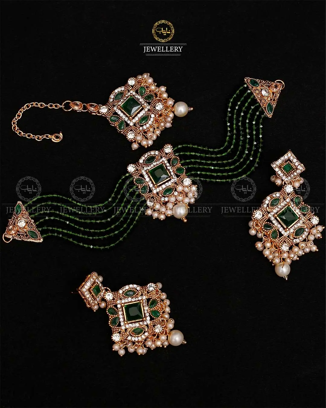 Royal Turkish Chokar set with tika-2112-Golden - Image 7