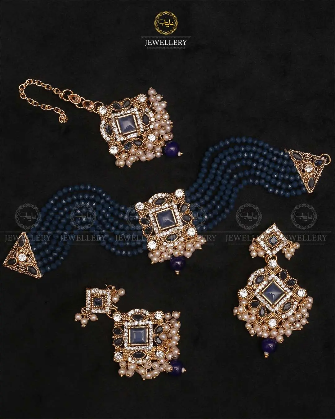 Royal Turkish Chokar set with tika-2112-Golden - Image 9