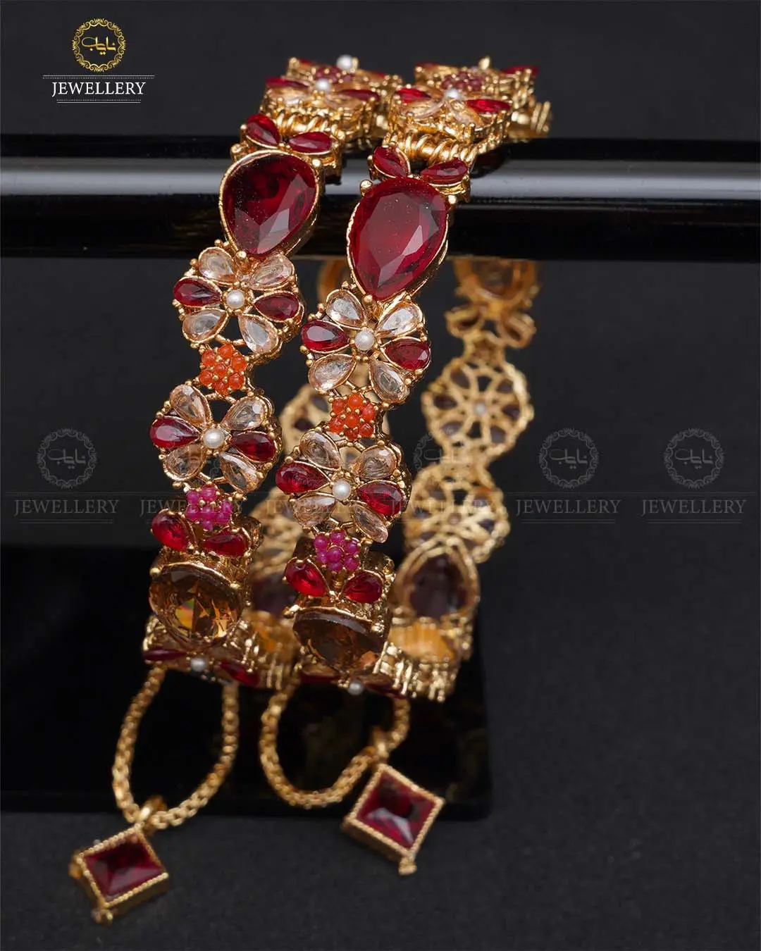 Zarcon Almond Openable Bangles -2029 -Gloden (pair) - Image 4
